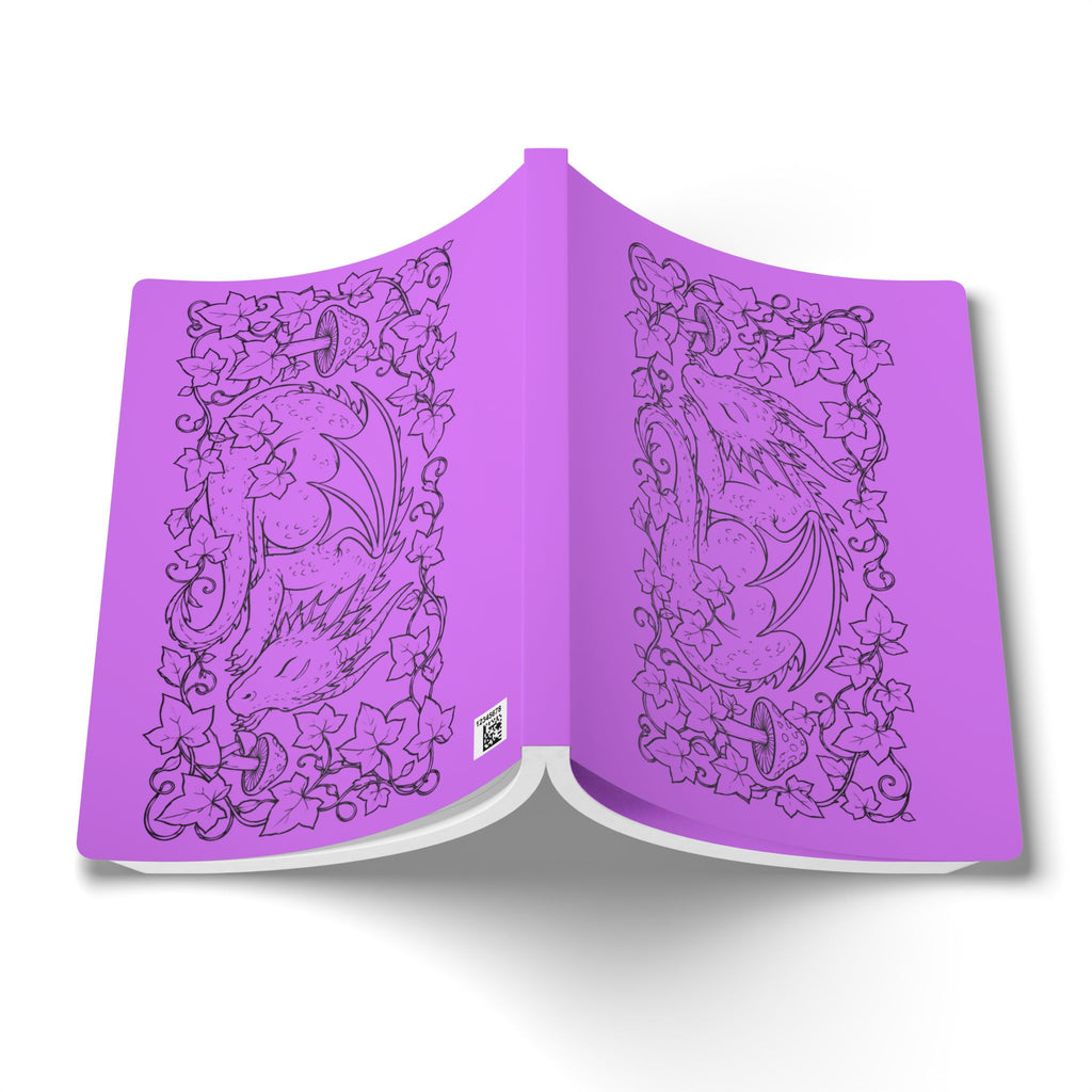 Dragon & Ivy Softcover Journal — Hand-Drawn Sleeping Dragon Illustration - Lilac