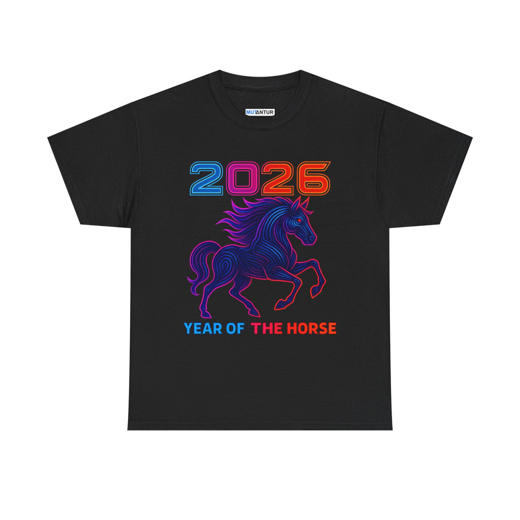 2026 Year of the Horse T-Shirt – Neon Stallion Graphic Tee - Mutantur Labs LLC