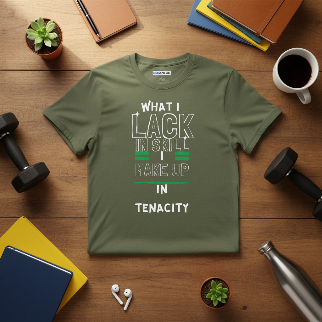 What I Lack in Skill I Make Up in Tenacity T-Shirt | Inspirational Graphic Tee