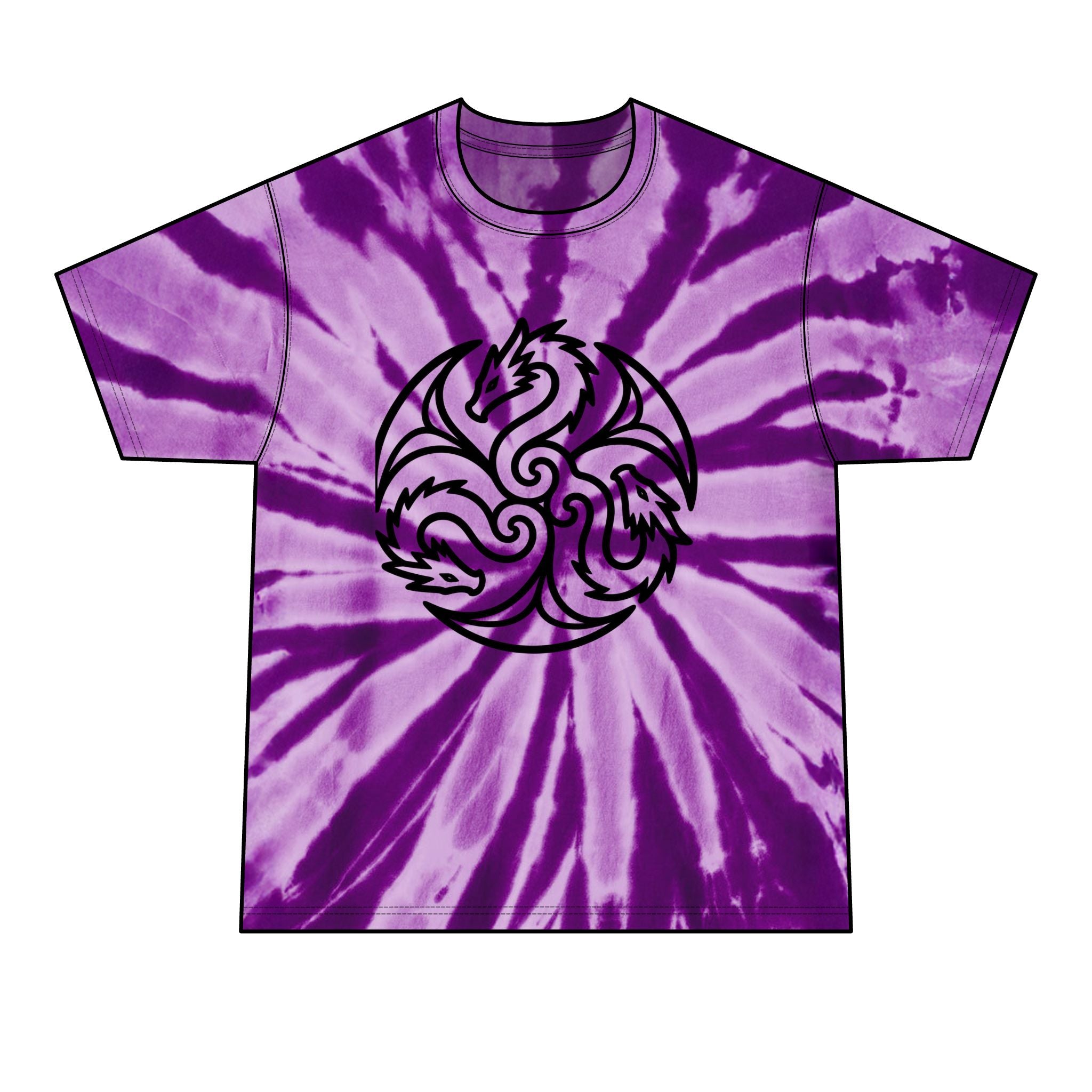 Dragon Triskele Spiral Tie-Dye T-Shirt | Celtic Dragon Symbol Tee