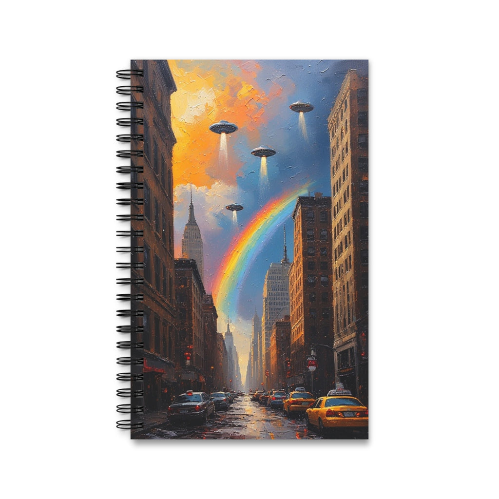 Colorful UFO Spiral Journal for Dreamers, Rainbow Notebook, Travel Diary, Sci-Fi Gift, Art Stationery, Creative Writing - Mutantur Labs LLC