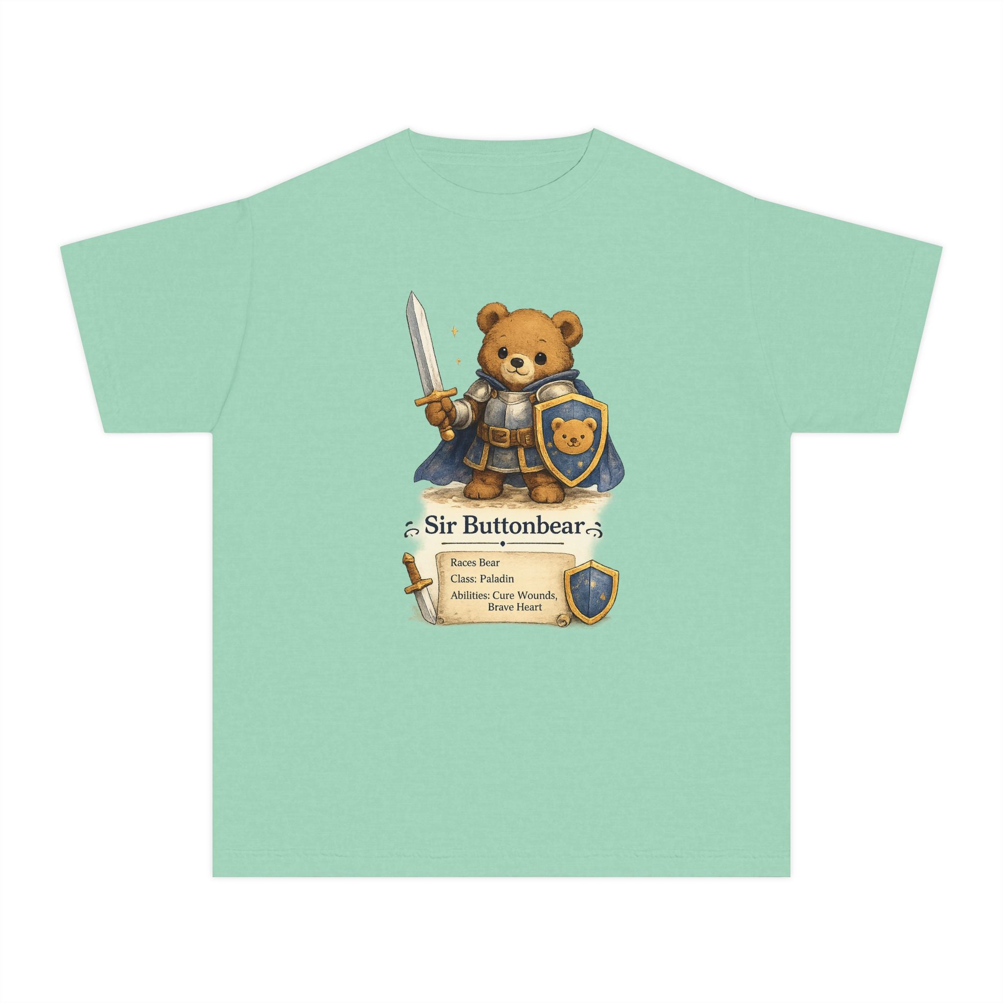 Sir Buttonbear Paladin Bear Character Kids T-Shirt