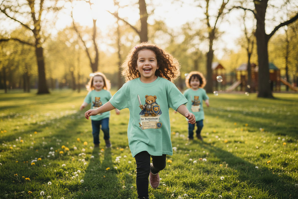 Sir Buttonbear Paladin Bear Character Kids T-Shirt