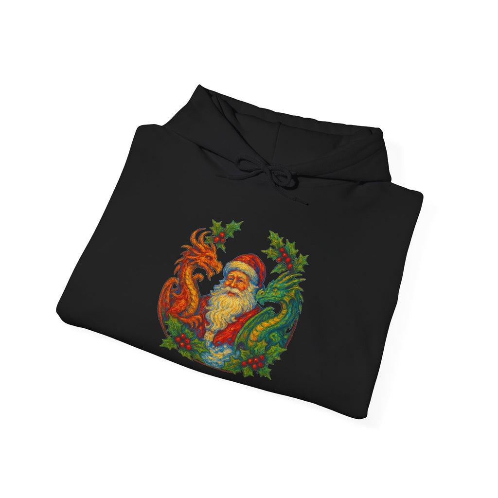 Vintage Santa Dragon Wreath Hoodie | Christmas Holiday Sweatshirt