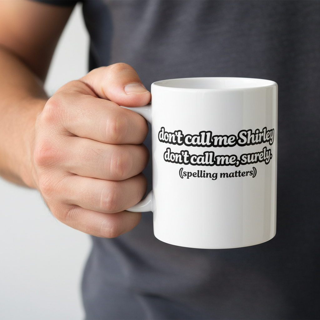Shirley Coffee Mug — "Don't Call Me Shirley" Funny Ceramic Coffee Cup 11oz, - Mutantur Labs LLC