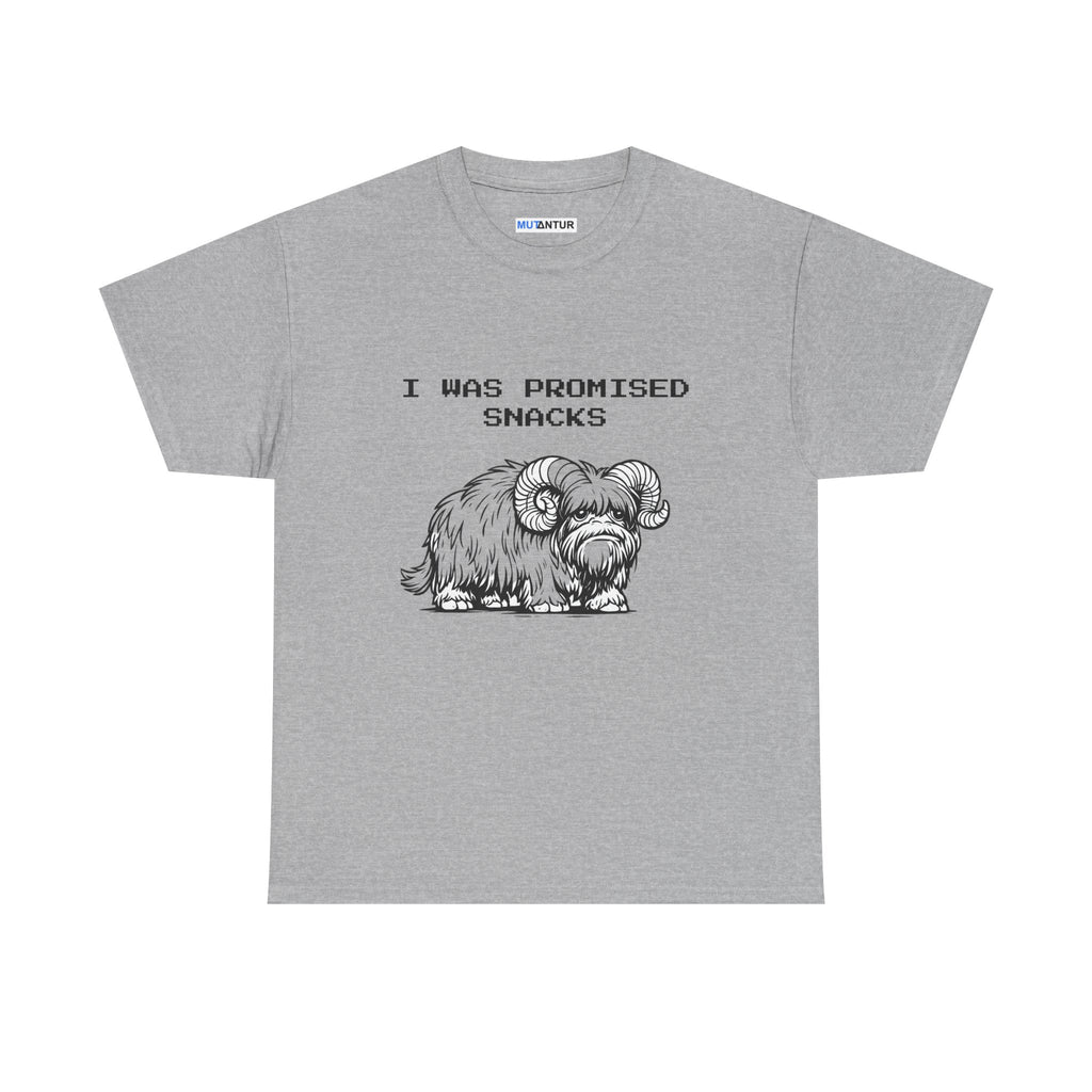 I Was Promised Snacks Tee — Cute Yak Graphic T-Shirt - Mutantur Labs LLC