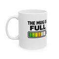 Social Battery Is Now funny ceramic coffee mug, close-up of text