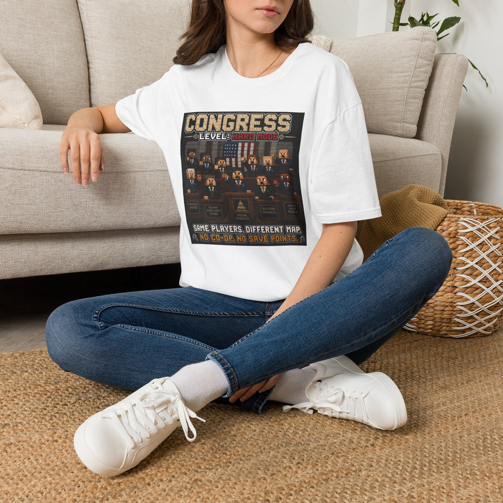 Congress Level: Hard Mode T-Shirt — Retro Pixel Political Game Tee