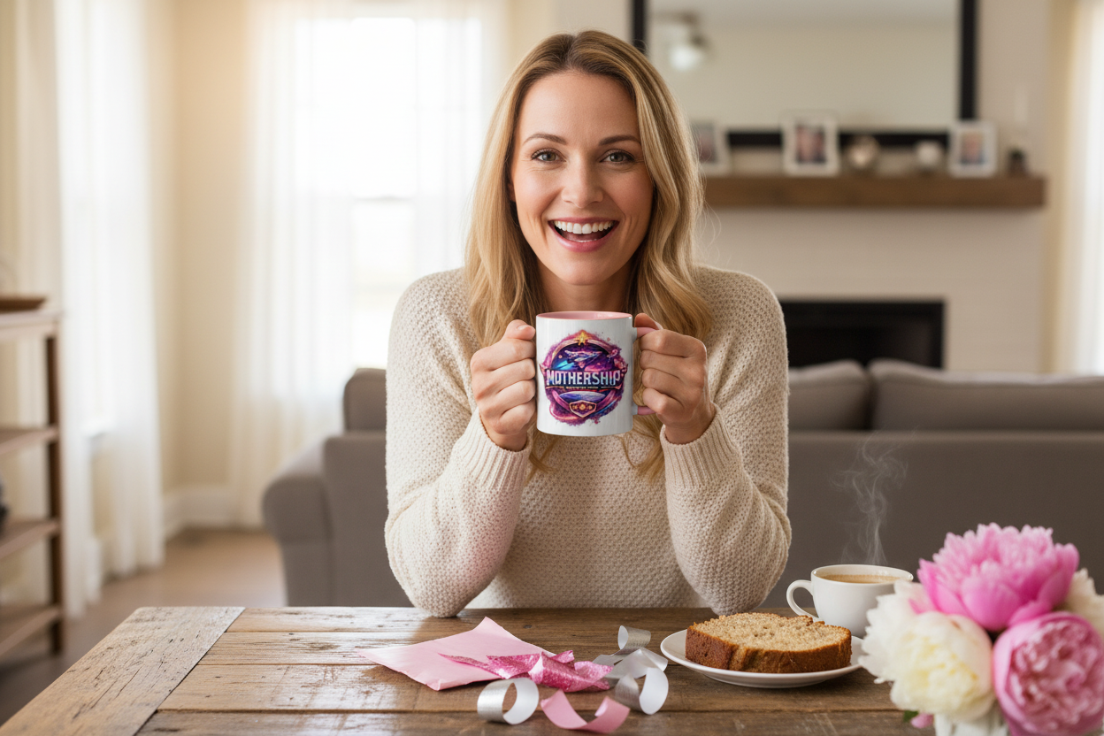 MOTHERSHIP Command Mug | Funny Sci-Fi Mom Accent Coffee Mug - Mutantur Labs LLC