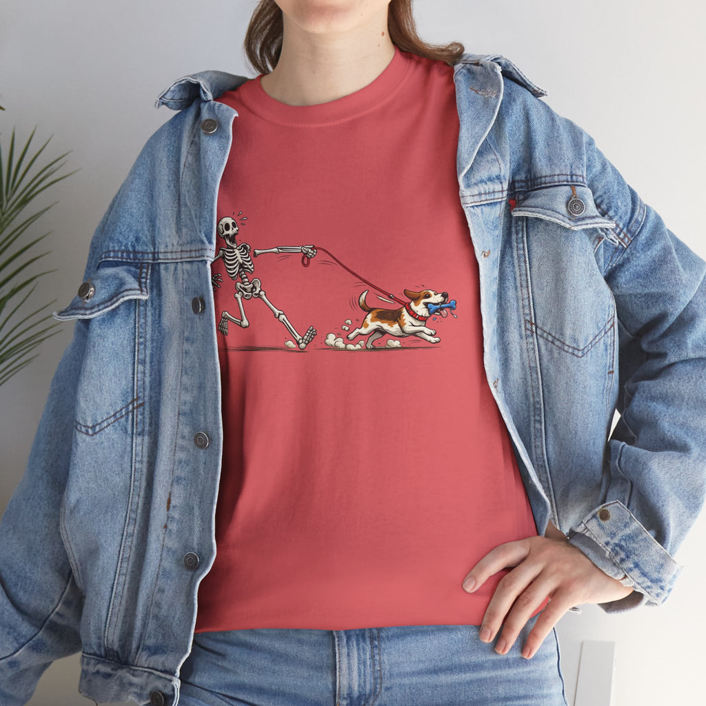 Skeleton Walking Dog T-Shirt | Funny Halloween Pet Graphic Tee - Mutantur Labs LLC