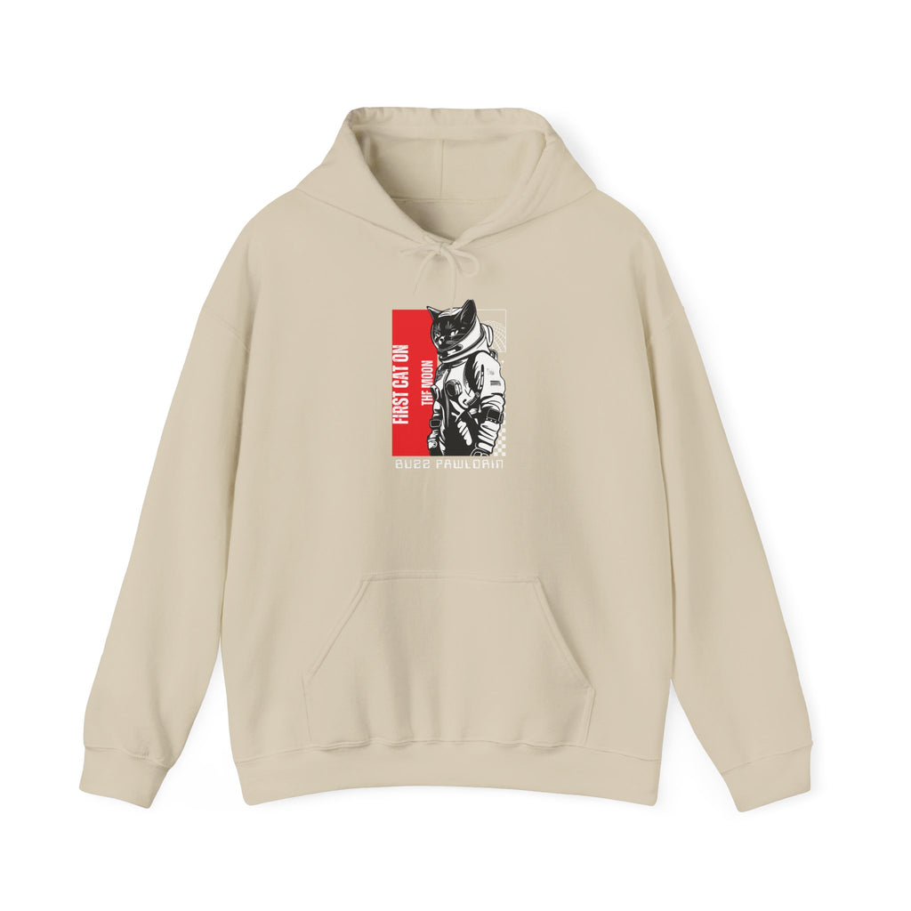 First Cat on the Moon Buzz Pawldrin Astronaut Graphic Unisex Hoodie, - Mutantur Labs LLC