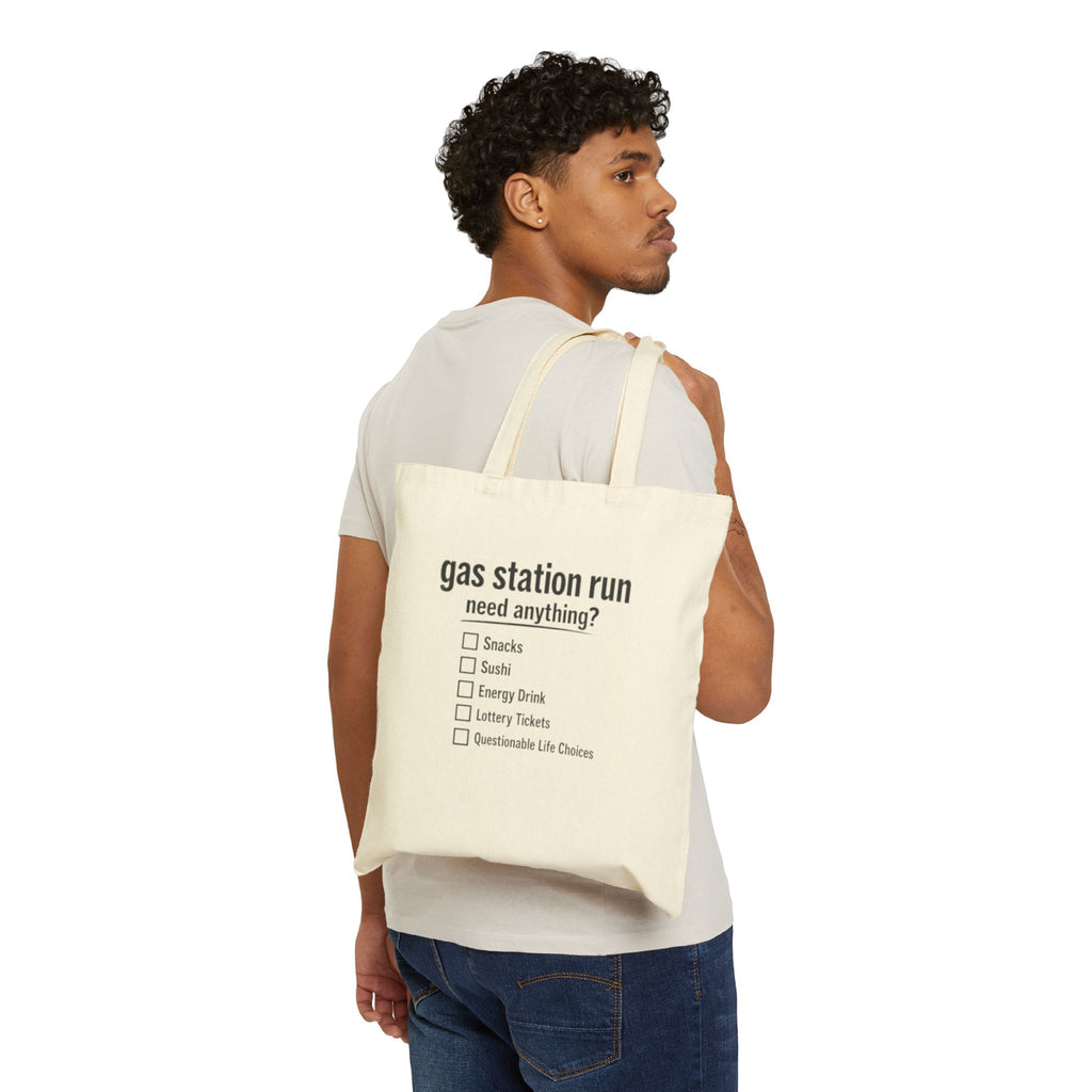 Gas Station Run Checklist Tote Bag | Funny Canvas Shopping Bag - Mutantur Labs LLC