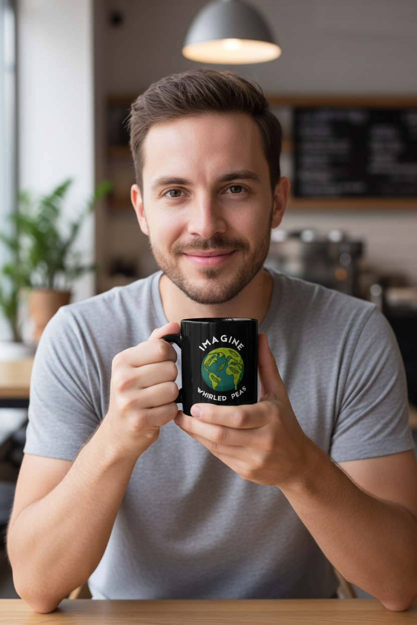 Imagine Whirled Peas Mug | Funny World Peace Pun Coffee Cup - Mutantur Labs LLC