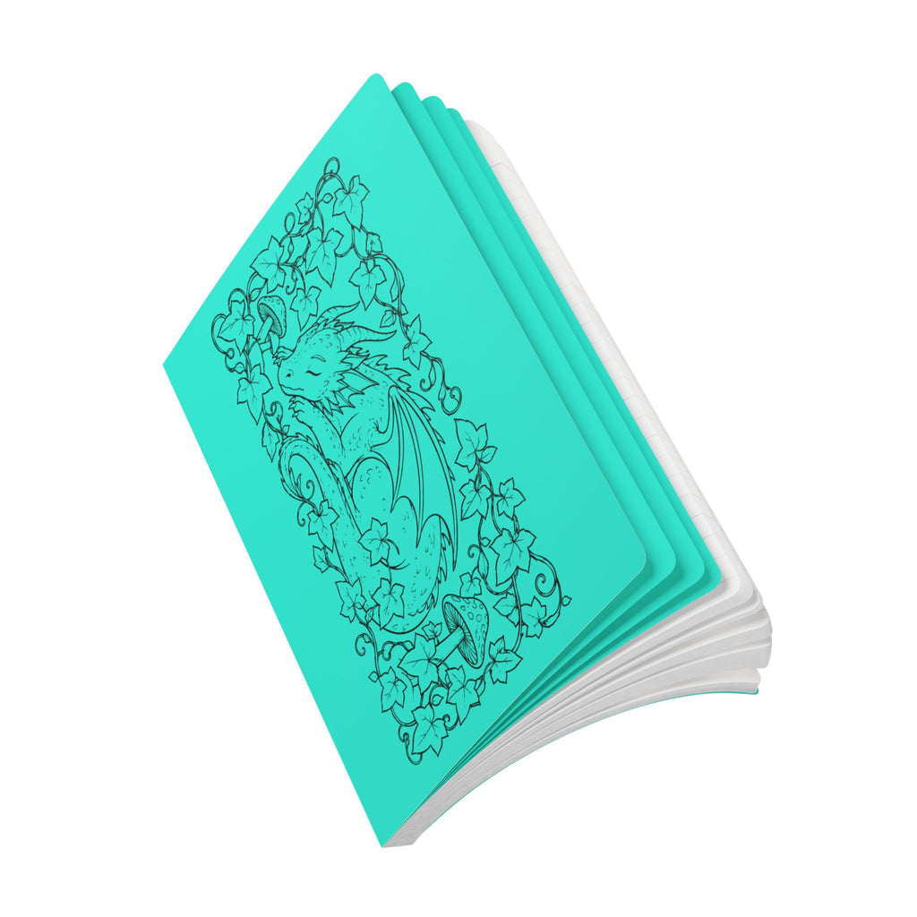 Dragon & Ivy Softcover Journal — Hand-Drawn Sleeping Dragon Illustration