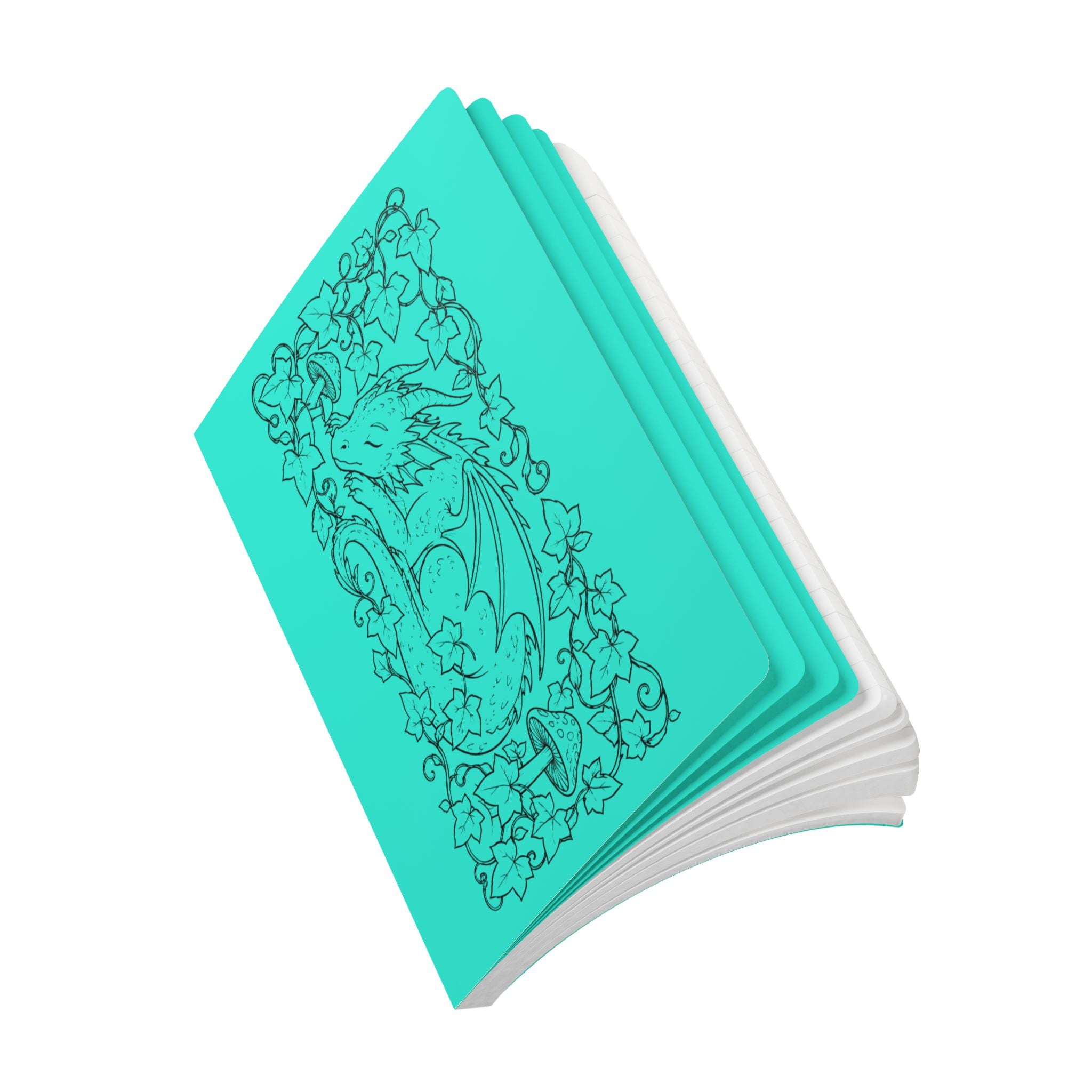 Dragon & Ivy Softcover Journal — Hand-Drawn Sleeping Dragon Illustration