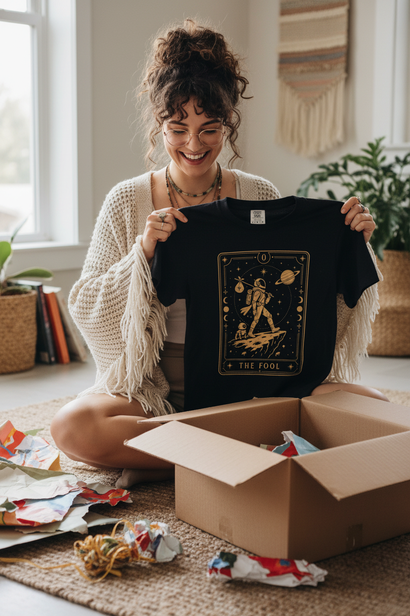 The Fool Tarot T-Shirt — Celestial Astronaut Comfort Colors Tee