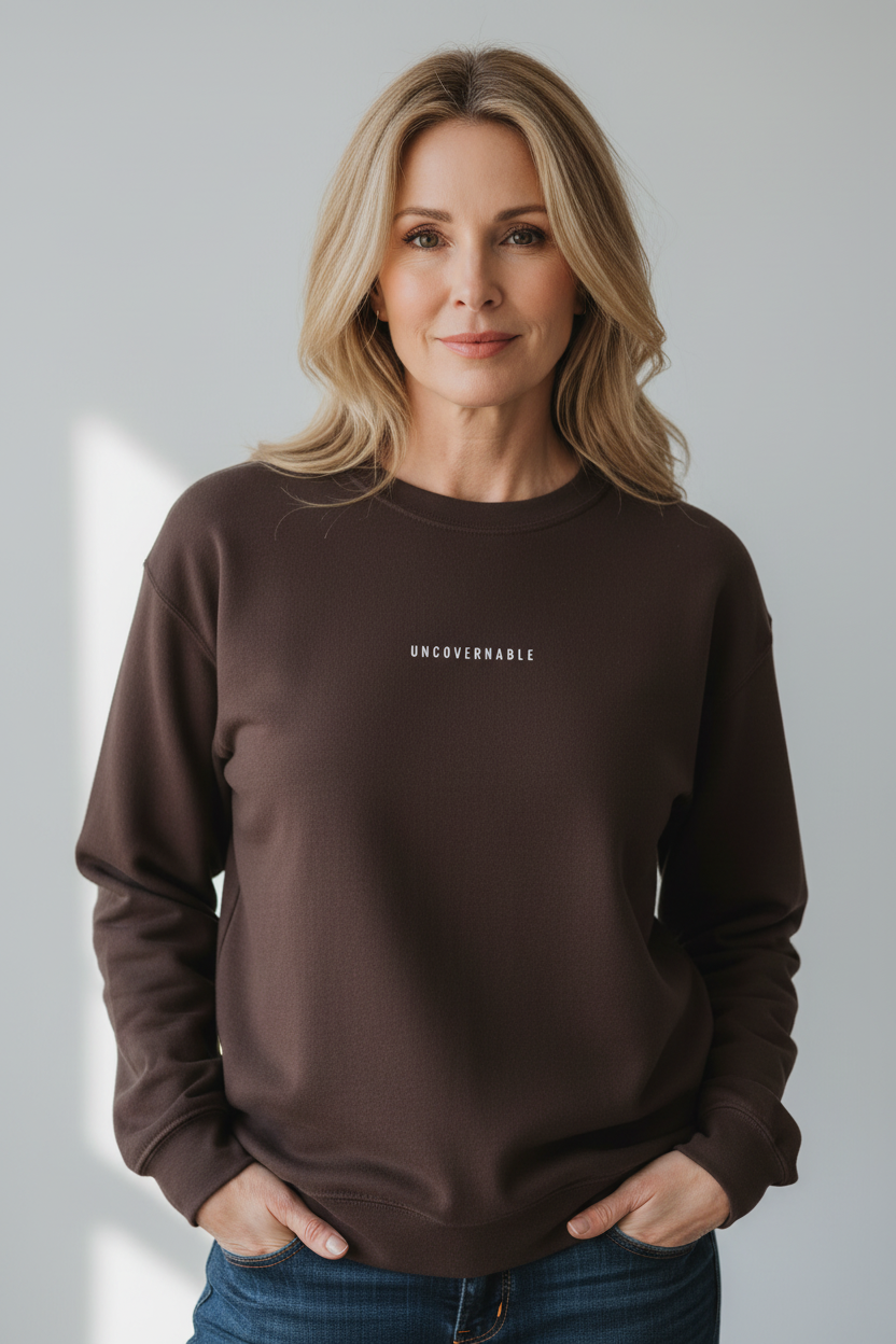 Ungovernable Embroidered Minimal Crewneck Sweatshirt — Statement Pullover - Mutantur Labs LLC