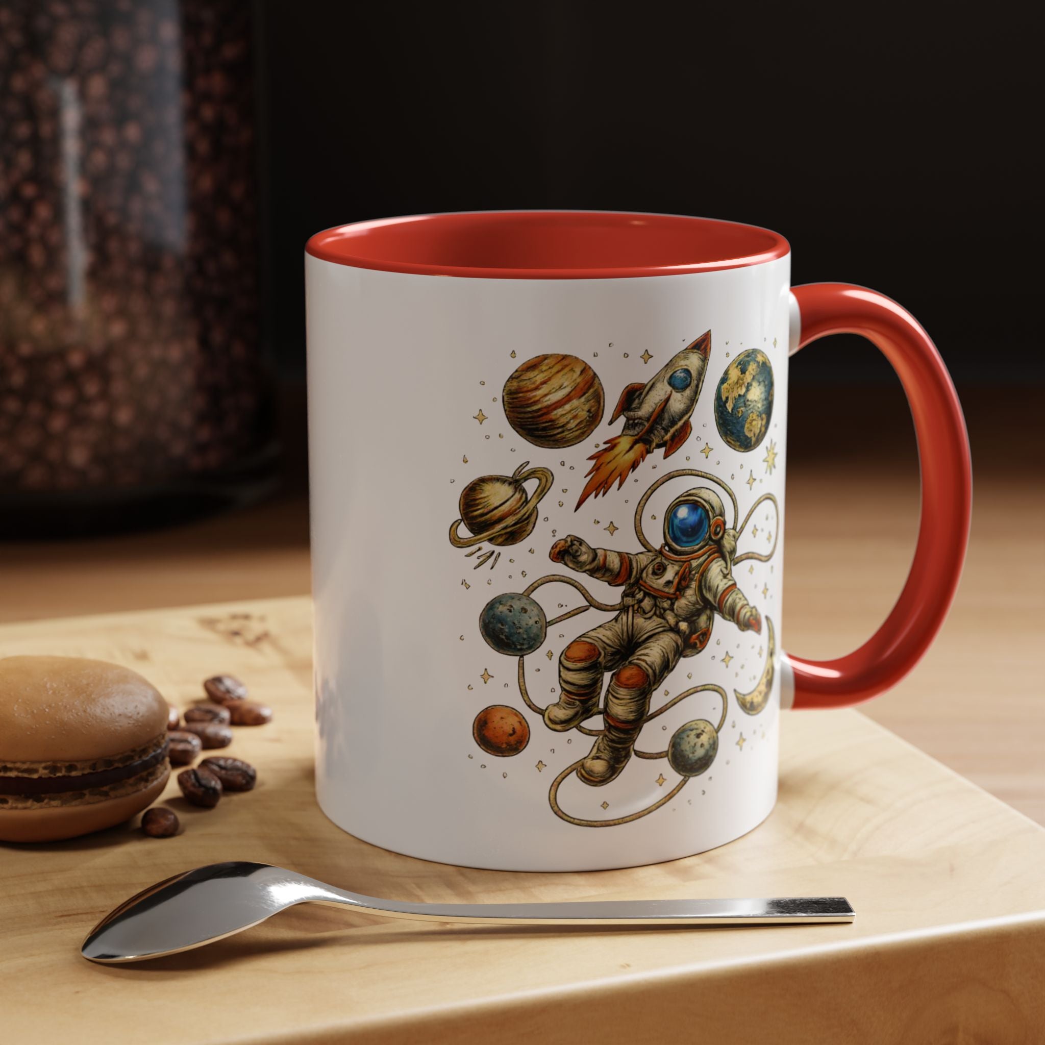 Astronaut in Space Coffee Mug | Rocket Planets Solar System - Mutantur Labs LLC