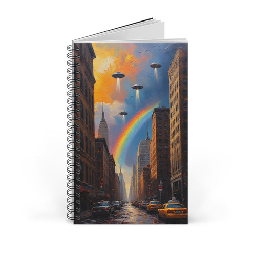 Colorful UFO Spiral Journal for Dreamers, Rainbow Notebook, Travel Diary, Sci-Fi Gift, Art Stationery, Creative Writing - Mutantur Labs LLC