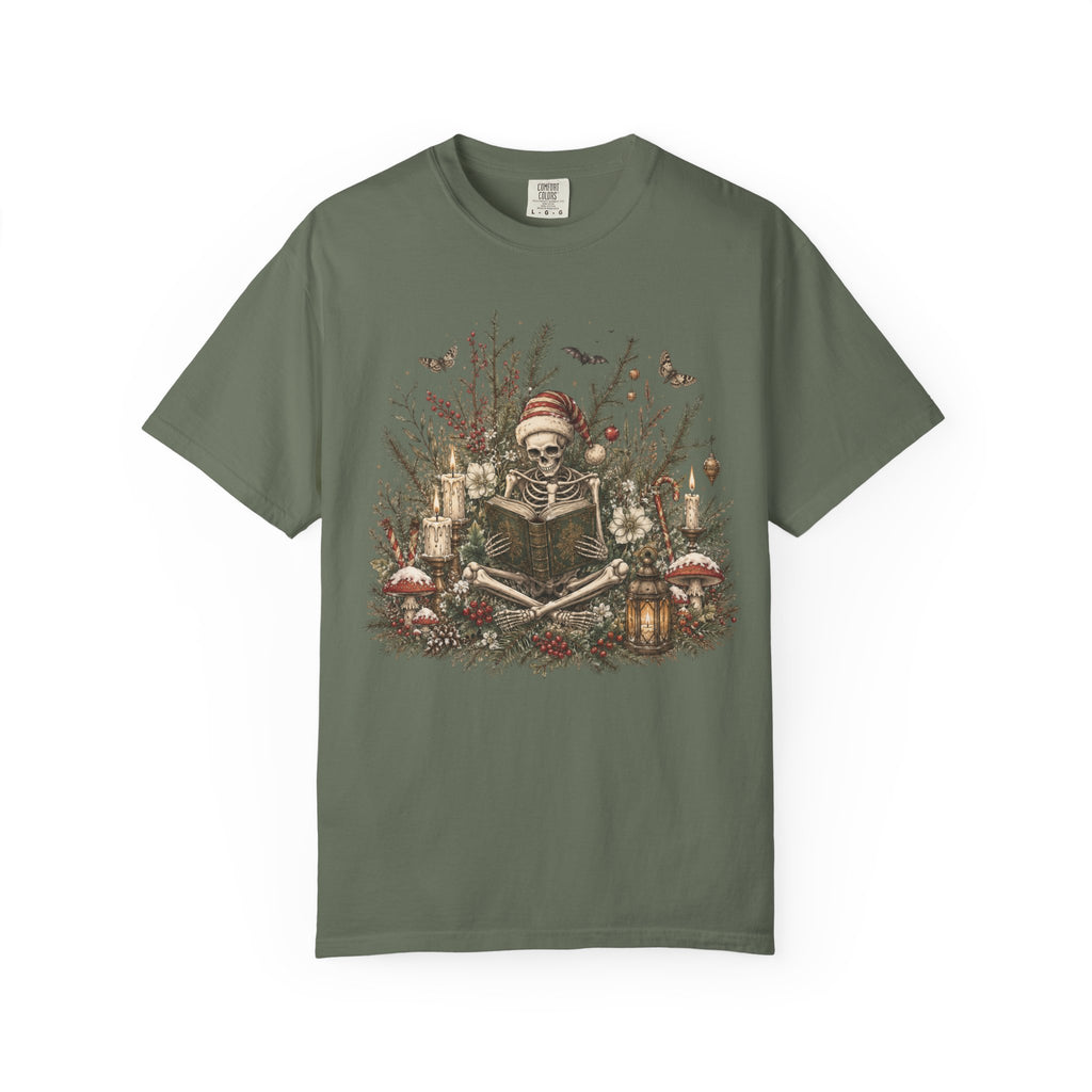 Skeleton Santa Holiday T-Shirt — Festive Gothic Christmas Comfort Colors Tee