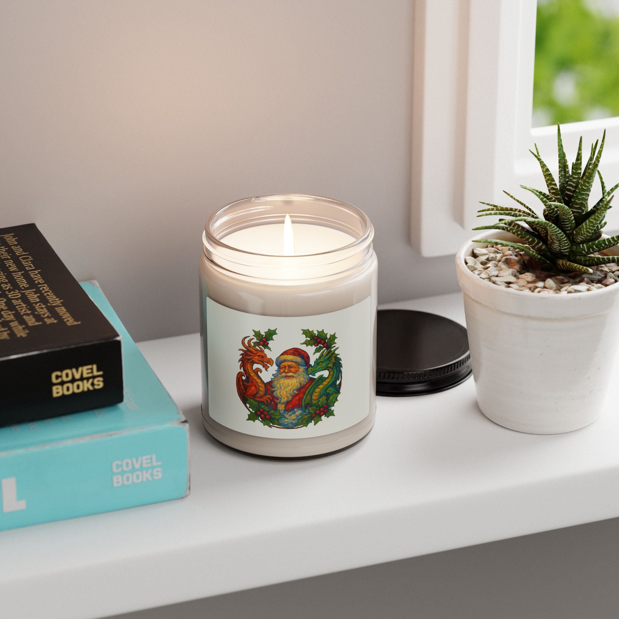 Vintage Santa with Dragons and Holly Holiday Candle | Scented Soy 9oz