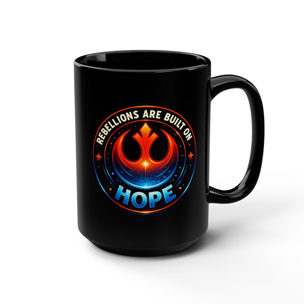 Hope Emblem Mug — Sci Fi Rebellion-Inspired Black Ceramic Coffee Mug - Mutantur Labs LLC