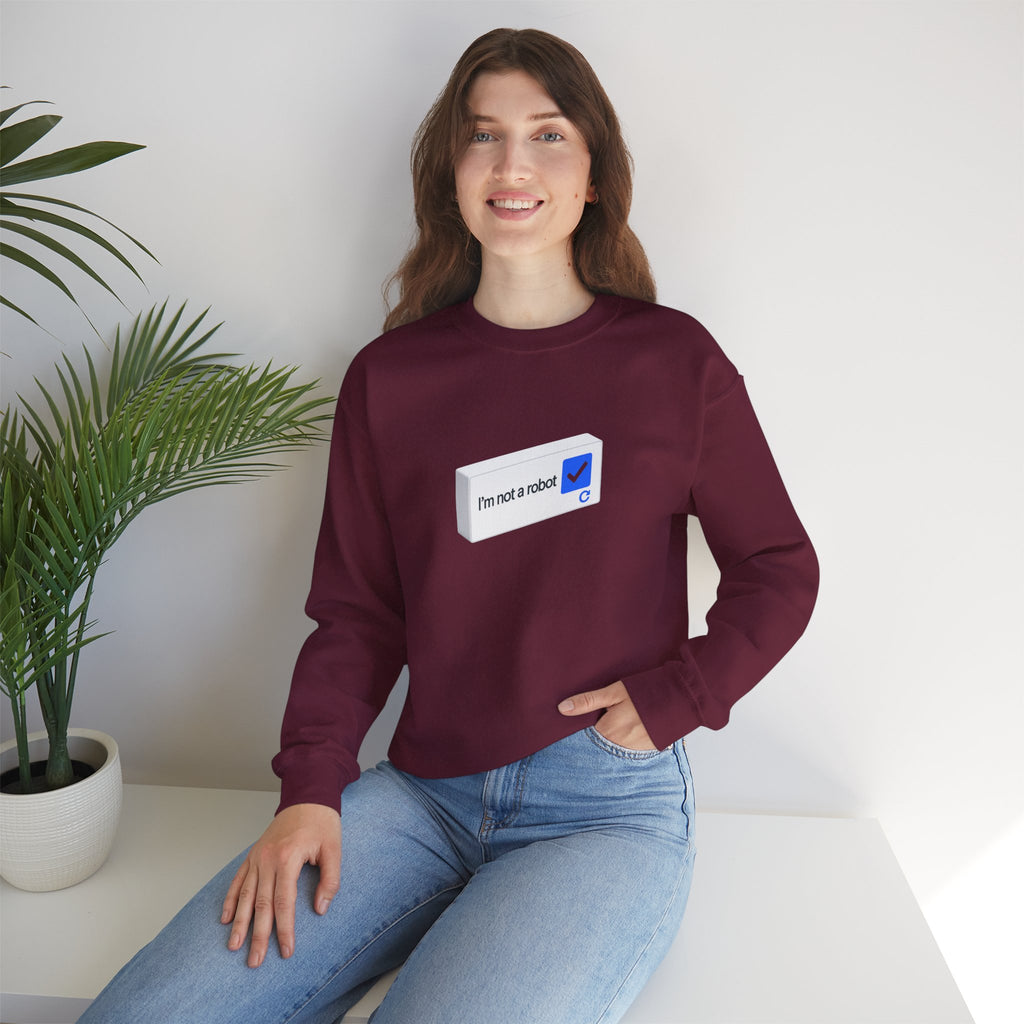 I'm Not a Robot checkbox graphic Sweatshirt | CAPTCHA humor - Mutantur Labs LLC