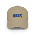 Geek Embroidered Low Profile Baseball Cap — Retro Blue & Gold Logo Hat - Mutantur Labs LLC