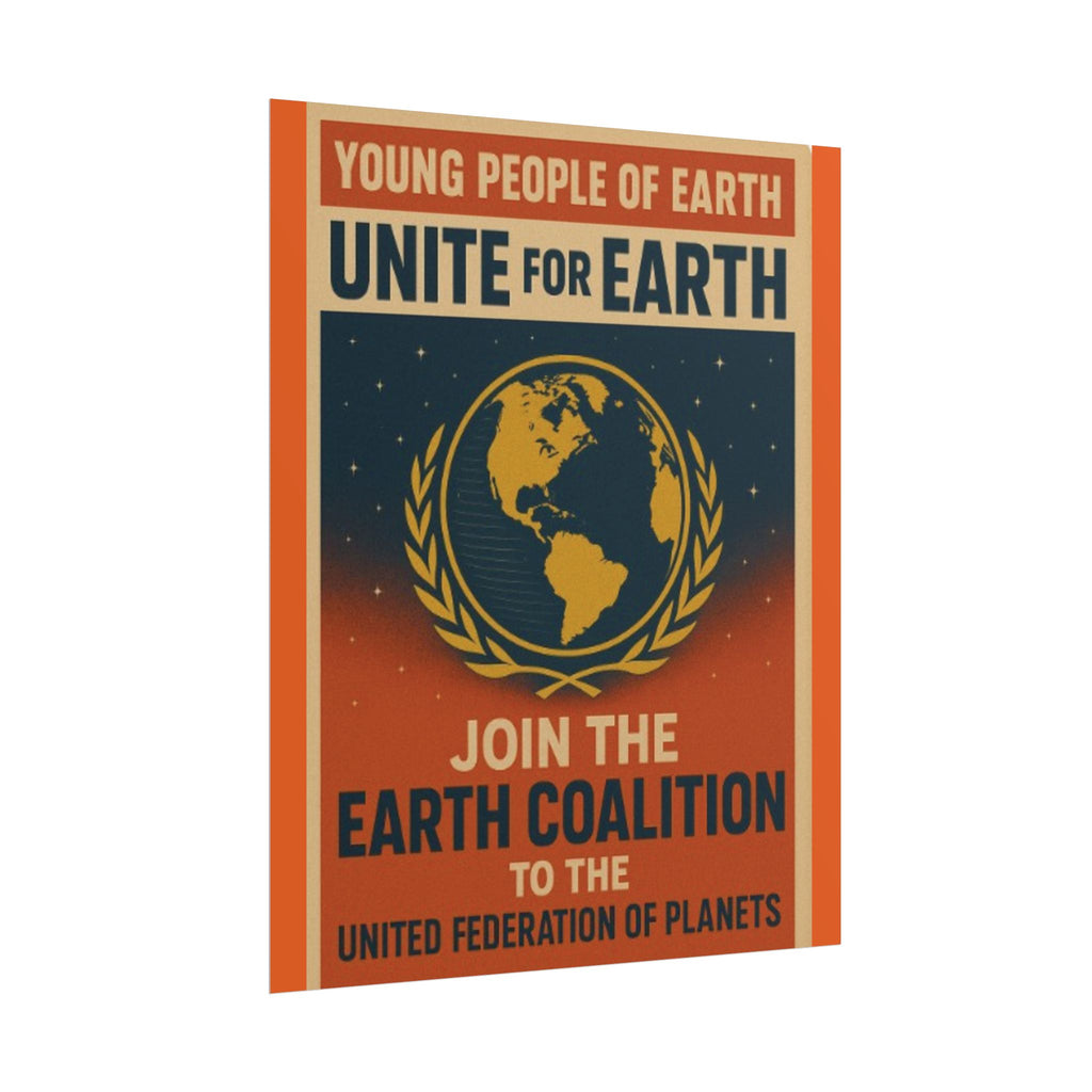 Vintage Earth Coalition Poster – Retro Sci-Fi Wall Art Gift for Space Fans - Mutantur Labs LLC