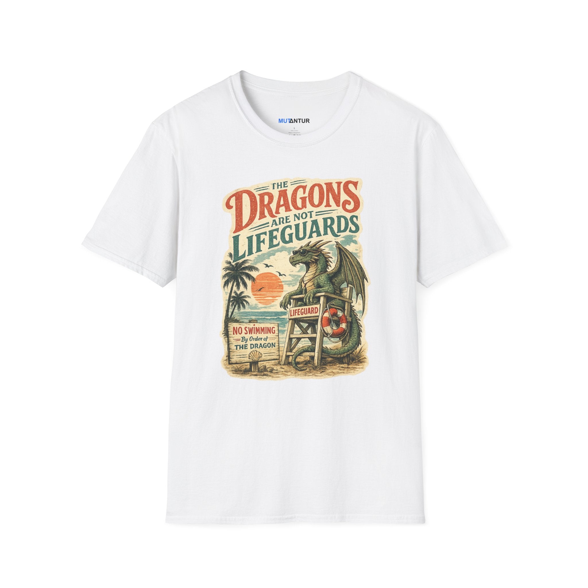 Dragons Are Not Lifeguards T-Shirt — Retro Beach Dragon Graphic Tee - Mutantur Labs LLC