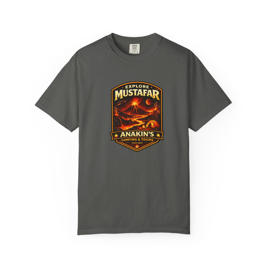 Mustafar Adventure T-Shirt — "Explore Mustafar: Anakin’s Camping & Tours" Graphic Tee - Mutantur Labs LLC