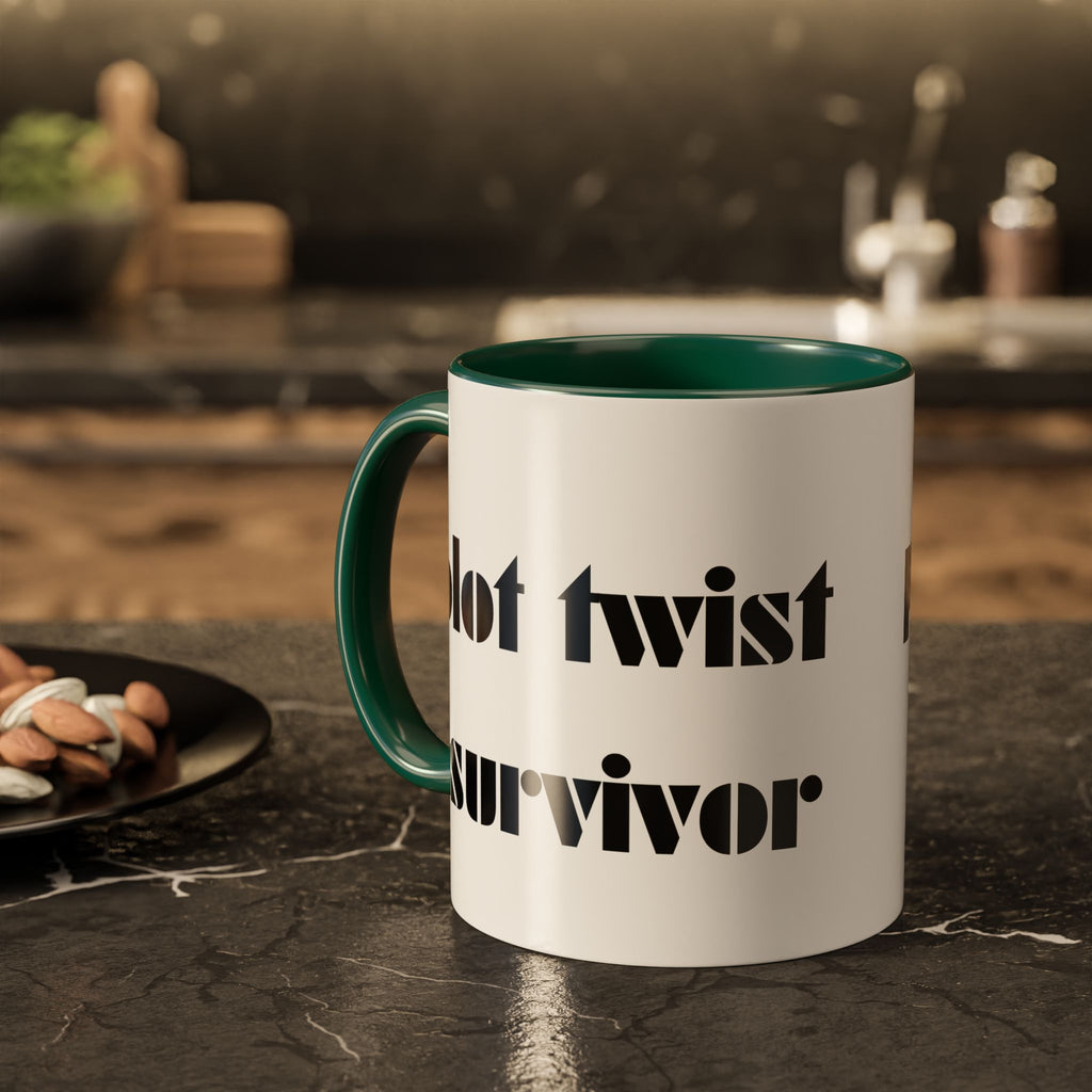 Plot Twist Survivor Accent Mug — Funny Resilience Coffee Cup 11oz