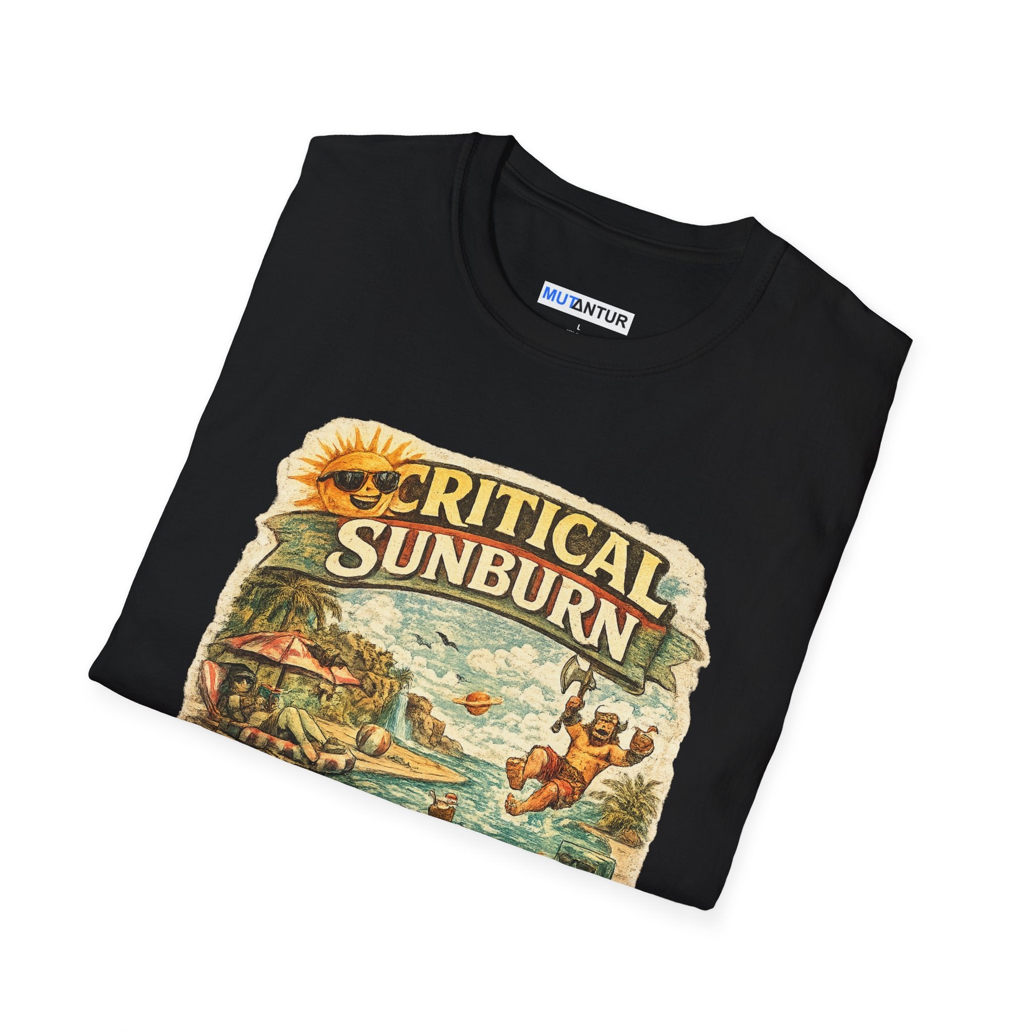 Critical Sunburn Beach T-Shirt – Retro Tropical Vacation Graphic Tee - Mutantur Labs LLC