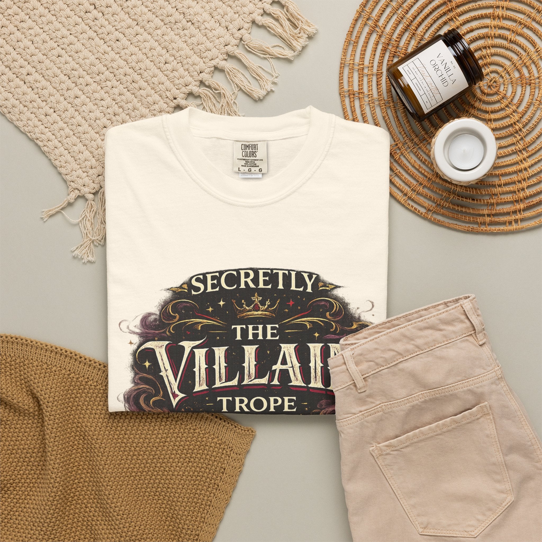 Villain Trope vintage fantasy Comfort Colors graphic tee, alternate angle