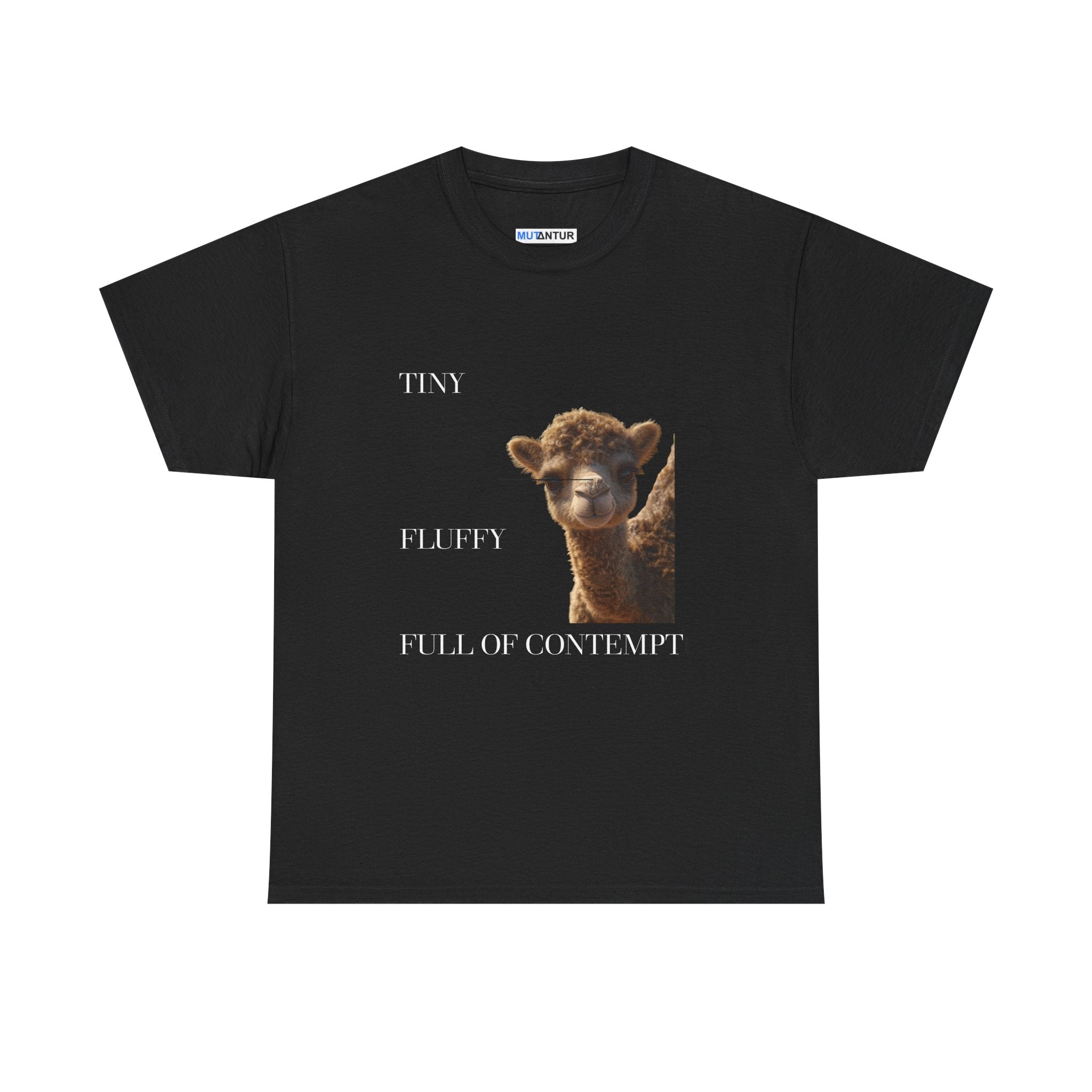 Tiny Fluffy Full of Contempt T-Shirt | Funny Baby Camel Graphic Tee - Mutantur Labs LLC