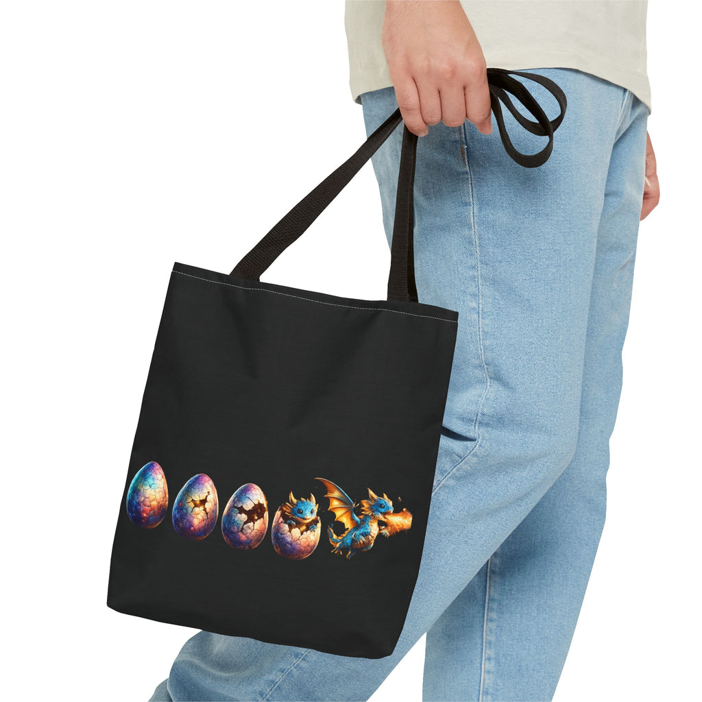 Dragon Hatchling Tote Bag | Cute Baby Dragon Hatching from Egg Fantasy Bag - Mutantur Labs LLC