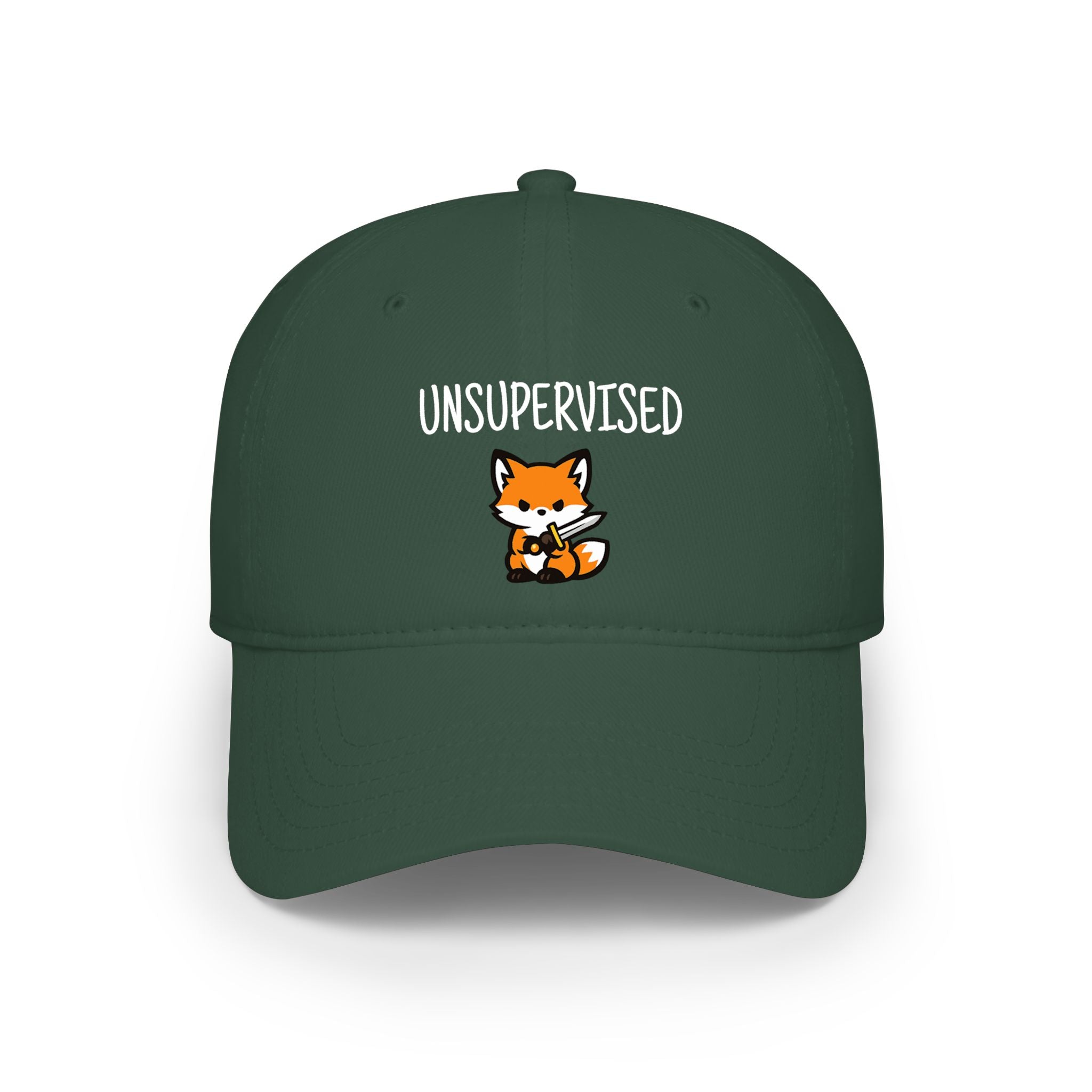 Unsupervised Fox Low Profile Baseball Cap — Cute Cartoon Fox Hat - Mutantur Labs LLC
