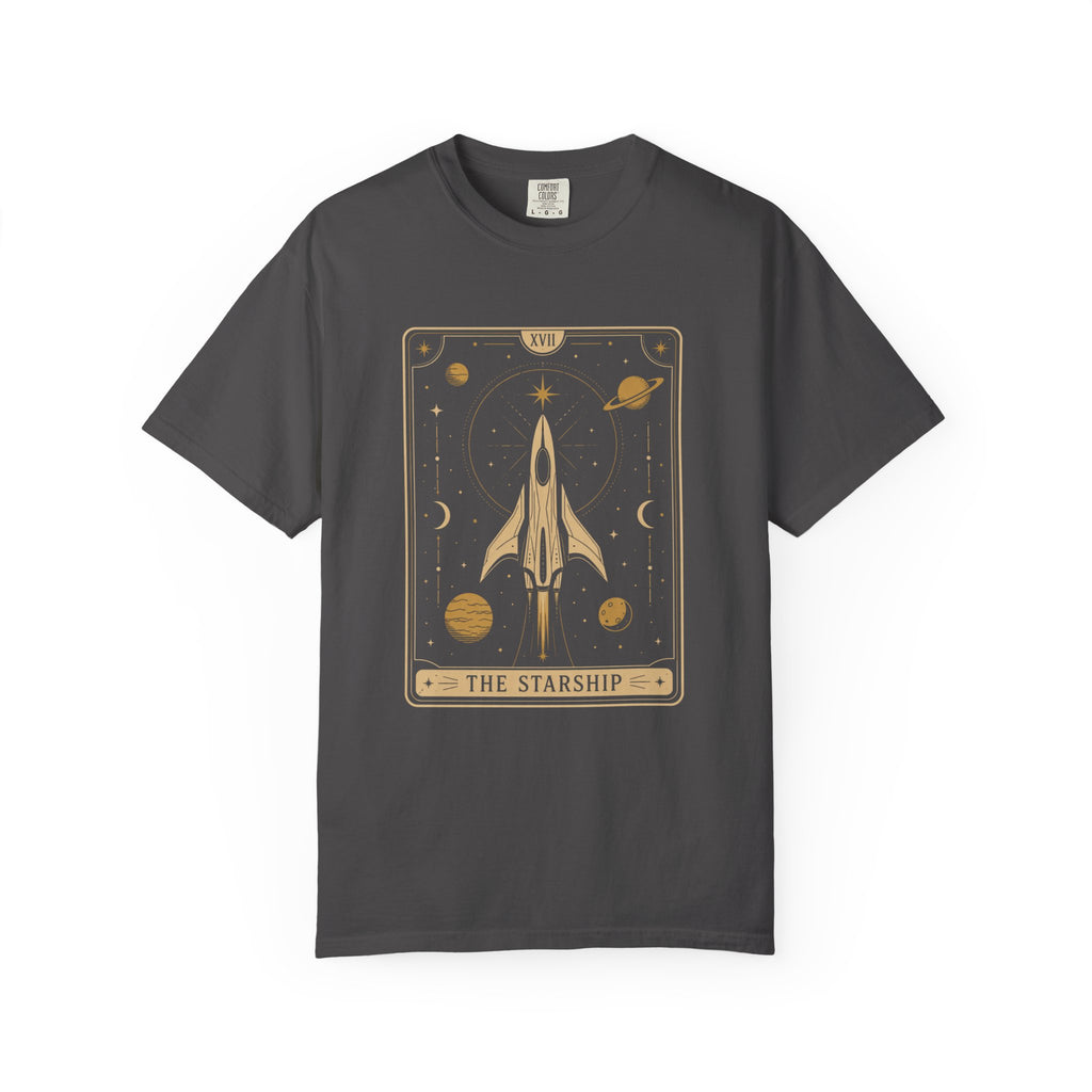 Starship Tarot Graphic T-Shirt — "The Starship" Vintage Space Tee - Mutantur Labs LLC