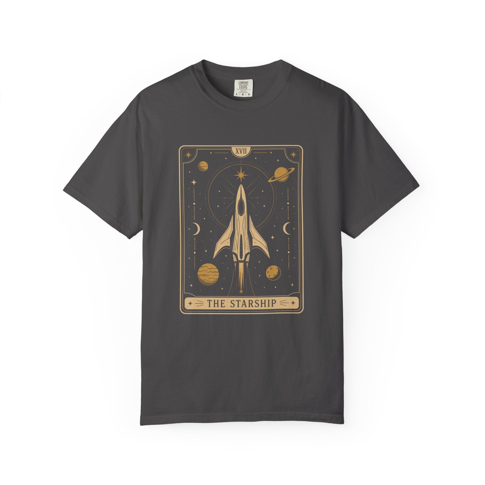 Starship Tarot Graphic T-Shirt — "The Starship" Vintage Space Tee - Mutantur Labs LLC