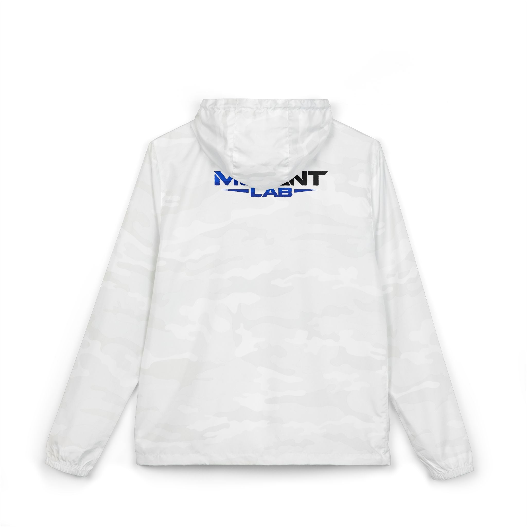 Windbreaker Jacket — Minimal Blue 'MUTANT LABS' Logo Lightweight Hooded Anorak - Mutantur Labs LLC