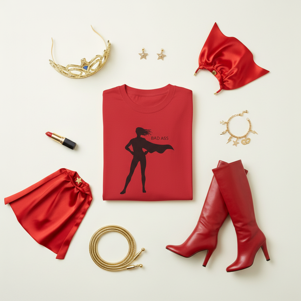Bad Ass Superhero Silhouette women's tee, back view