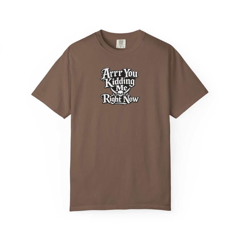 Arr You Kidding Me Right Now T-Shirt — Funny Pirate Script Comfort ColorsTee