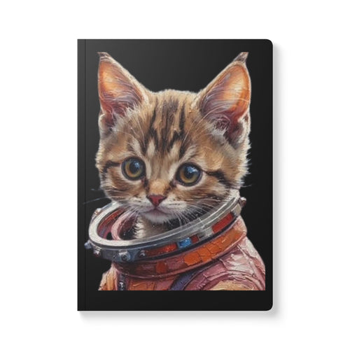 Hardcover journal featuring a whimsical astronaut cat illustration.