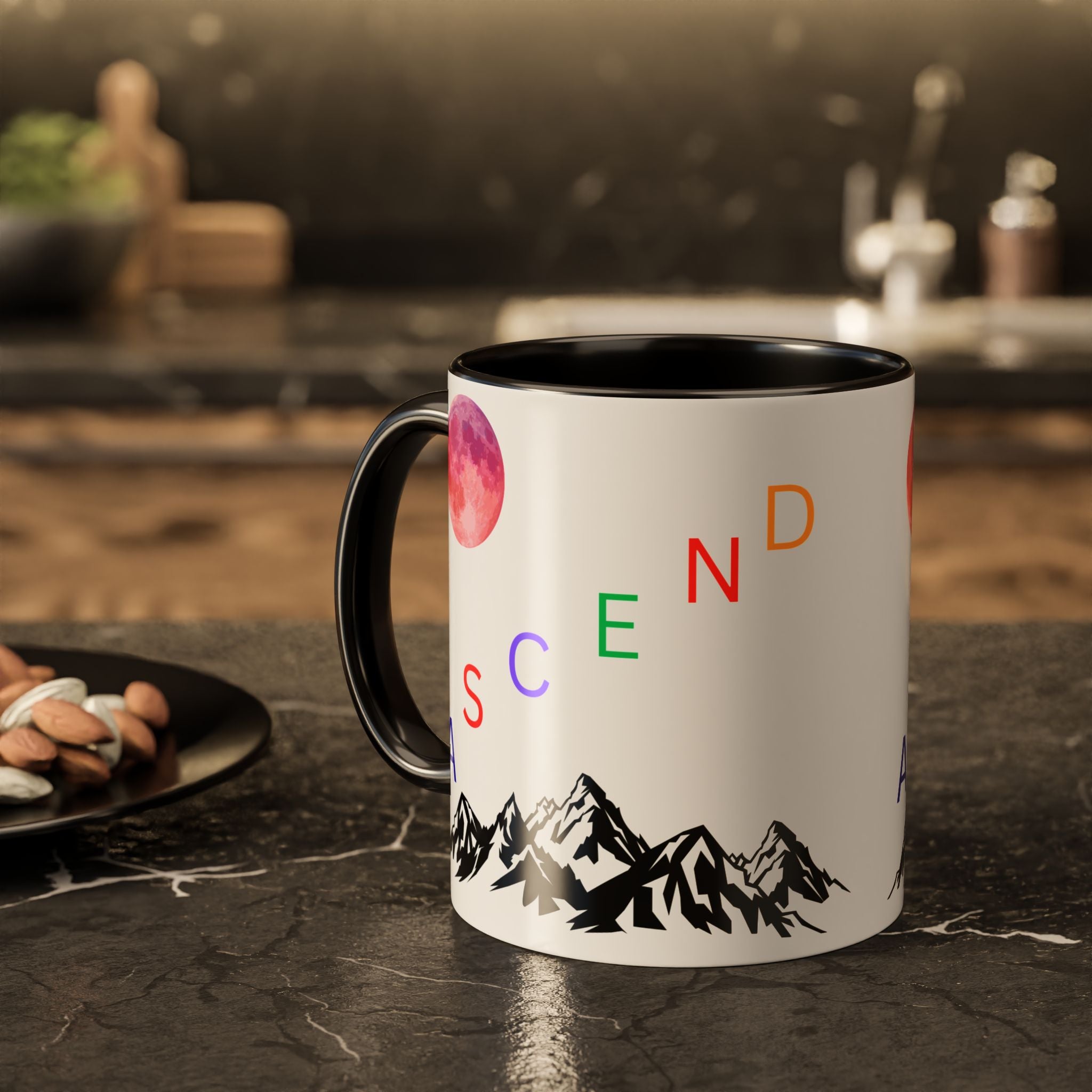 Ascend Mountain Moon Mug — Inspirational White Ceramic Coffee Cup - Mutantur Labs LLC