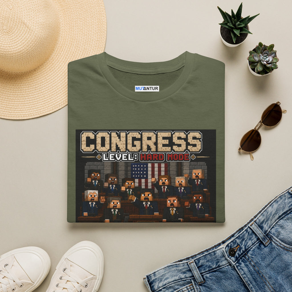 Congress Level: Hard Mode T-Shirt — Retro Pixel Political Game Tee