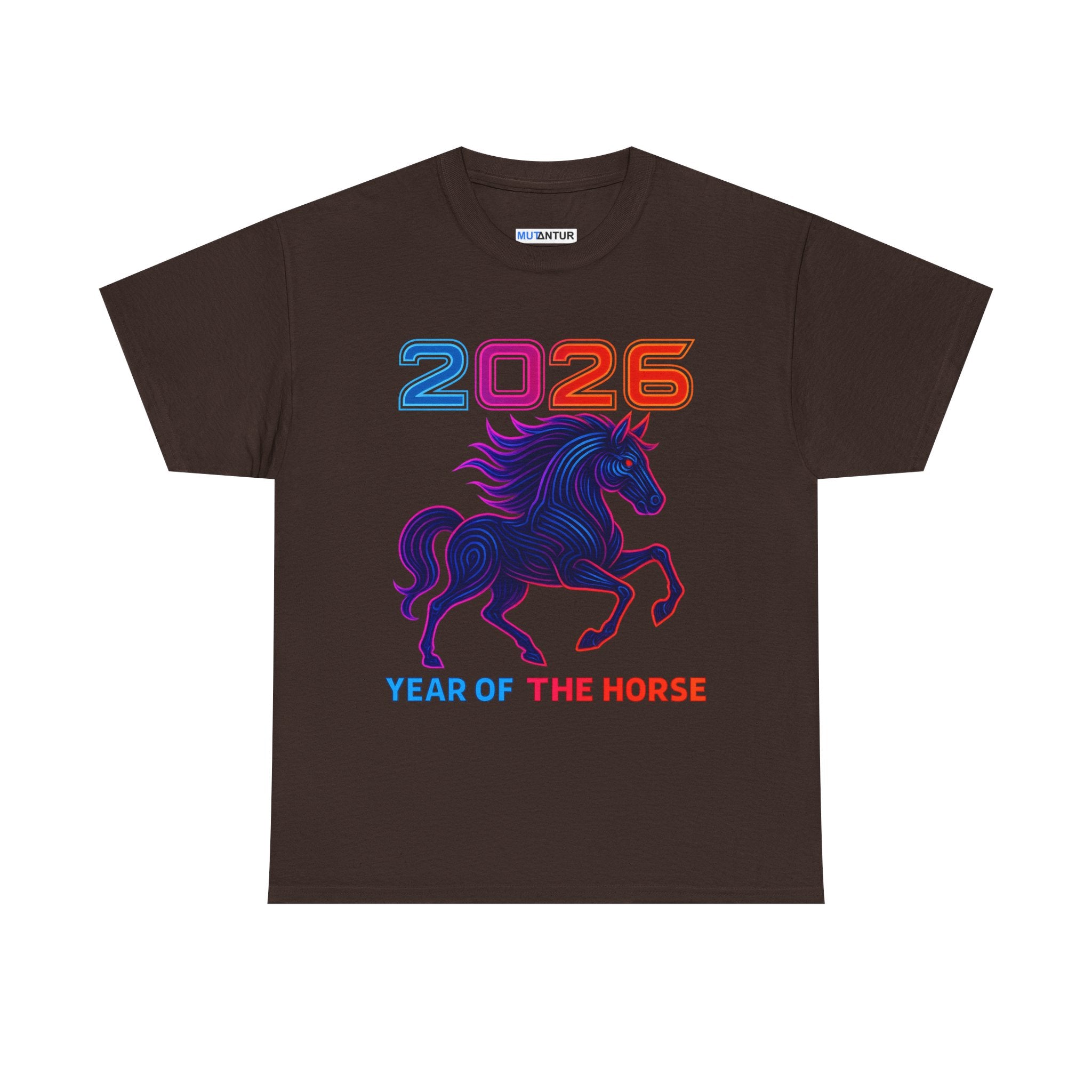 2026 Year of the Horse T-Shirt – Neon Stallion Graphic Tee - Mutantur Labs LLC