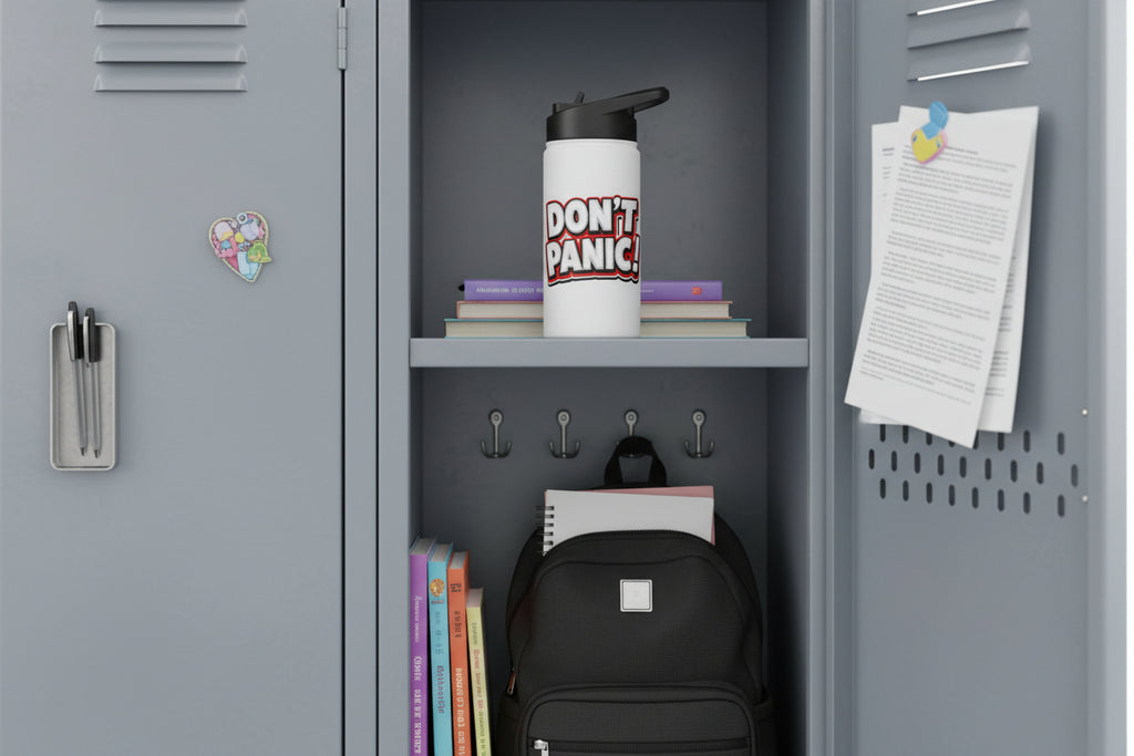 Don’t Panic Stainless Steel Water Bottle — Funny Retro Graphic Insulated Bottle - Mutantur Labs LLC
