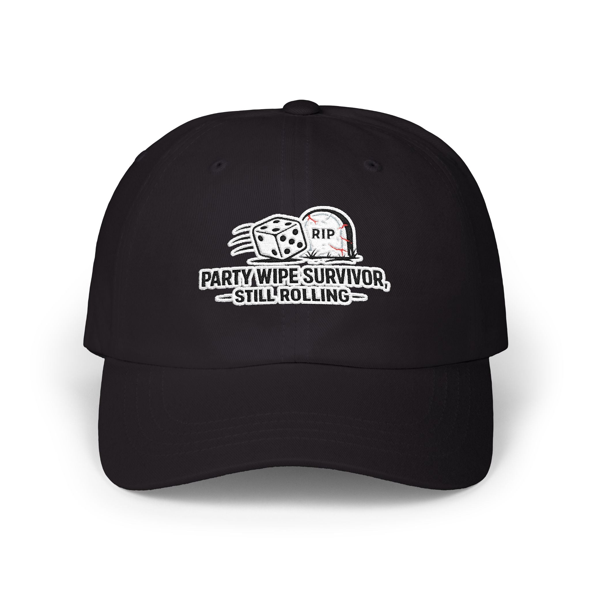 Party Wipe Survivor Baseball Hat | Still Rolling RPG Dice Gamer Cap