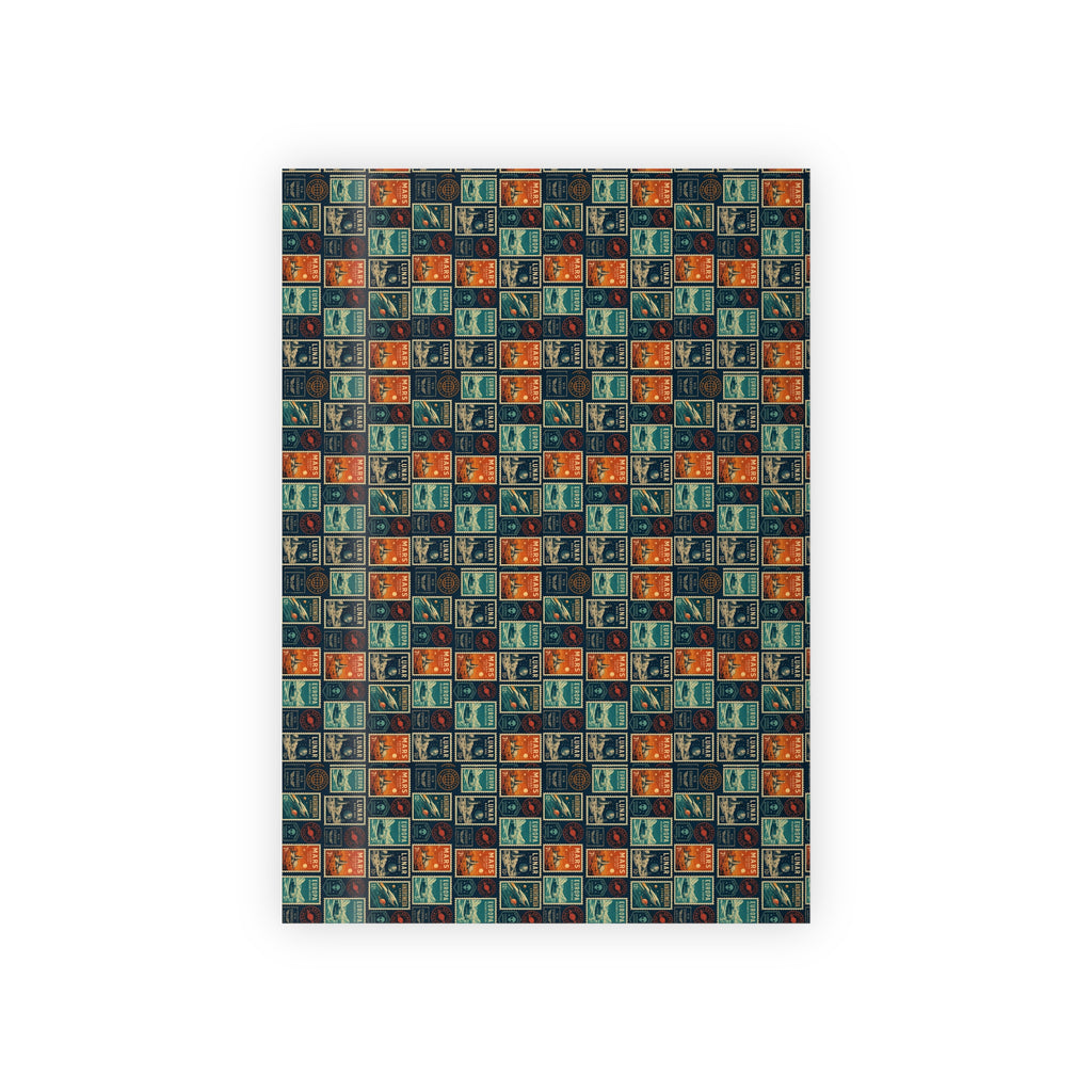 Vintage Planet Postage Stamp Gift Wrap Roll — Retro Travel Wrapping Paper