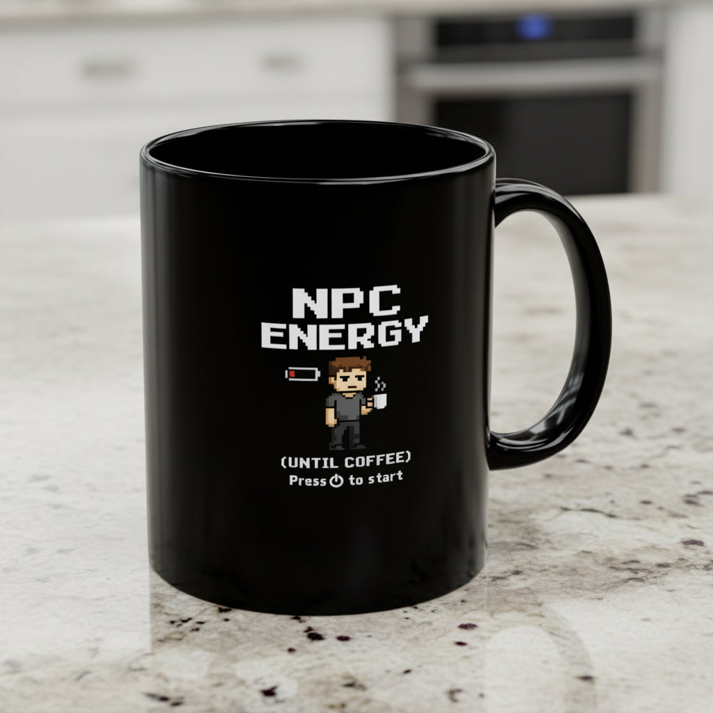NPC Energy Coffee Mug — "Until Coffee" Retro Gamer Pixel Art Ceramic Mug (11oz ) - Mutantur Labs LLC